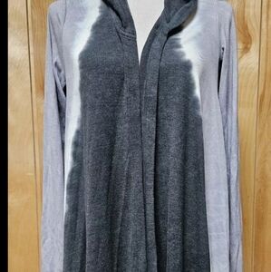 Pink Lotus Womens Small Yoga Longsleeve Sweater Wrap Fringe Tie-dye